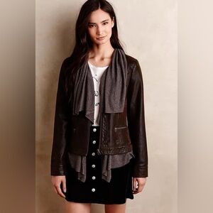 ANTHROPOLOGIE - HEI HEI - Layered Causeway Jacket. Faux Leather. XS p2p 16.5"